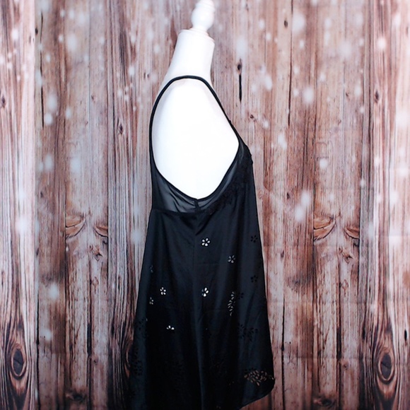 Free People silky, black, hi lo tunic top, Medium - Picture 2 of 5